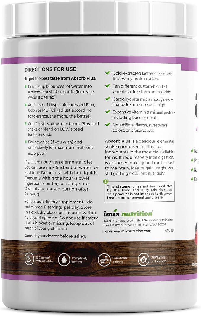 Elemental Shake – Powdered Blend – Lactose-Free Casein-Free No Artificial Additives – Smooth Easily Mixable Formula for Versatile Use (2.2 Lbs Unsweetened Berry)