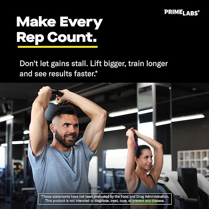 Prime Labs Creatine Monohydrate Capsules - 5g (5000mg) - Muscle Growth Recovery Brain Function - for Men &amp Women - 120 Count