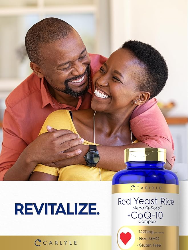 Carlyle Red Yeast Rice with CoQ10 Complex | 1420 mg | 180 Capsules | Mega Q-Sorb | Non-GMO Gluten Free Supplement