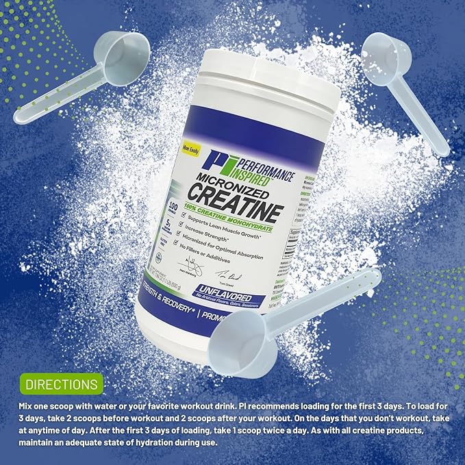 PERFORMANCE INSPIRED Nutrition Micronized Creatine Monohydrate – 100% Pure Unflavored – 5G Per Serving – 100 Servings – 1.1 LB