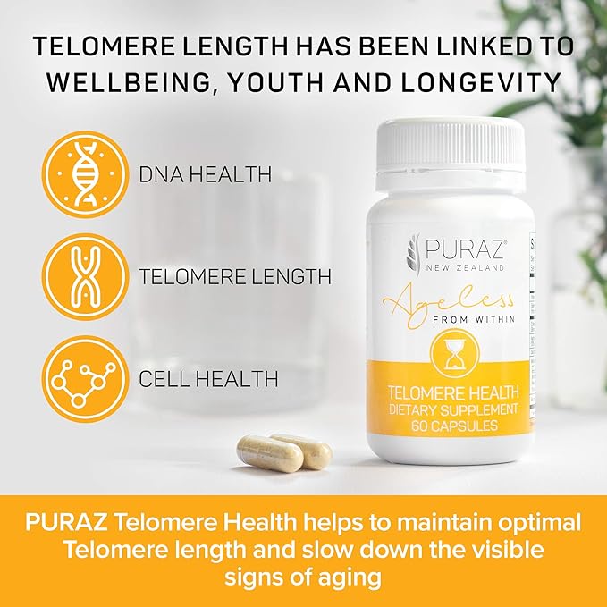 Telomere Supplements with Potent Astragalus Root Extract &amp Collagen – Advanced Anti Aging Supplement – Telomere Lengthening for Longevity DNA Repair &amp Antioxidant Defense – 60 Capsules