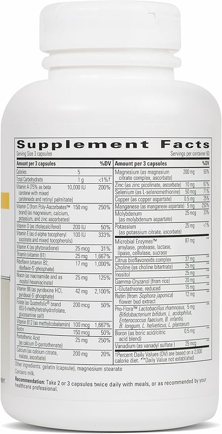 Integrative Therapeutics NutriVitamin Enzyme Complex - Multivitamin Supplement for Antioxidant Support* - Digestive Enzymes with Essential Nutrients - Dairy-Free - 180 Capsules (60 Servings)