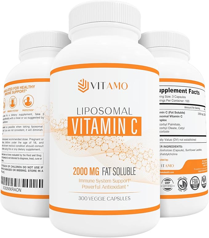 Liposomal Vitamin C 2000mg | Superior Delivery System | 300 Capsules Immune Support &amp Collagen Booster | High Absorption Ascorbic Acid High Dose Vitamin c Zero Soy 100% Non–GMO