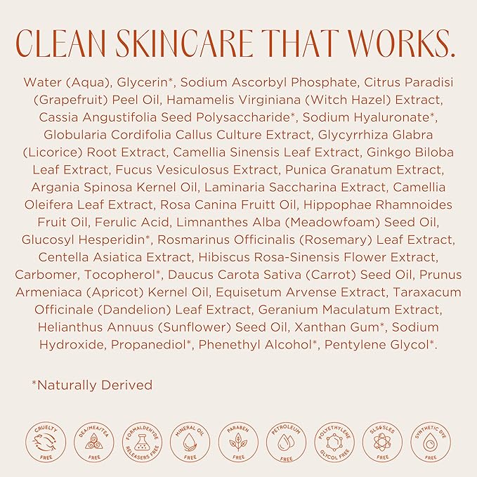 InstaNatural Vitamin C Face Serum with Hyaluronic Acid &amp Ferulic Acid | Brightening &amp Hydrating Formula for Radiant Smooth-Looking Skin - 2 FL Oz