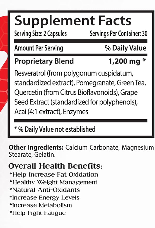 Trans-RESVERATROL Complex - resveratrol Supplement Berry resveratrol resveratrol Immune Support resveratrol for Skin Advanced resveratrol Formula Pure resveratrol Extract Natural resveratrol 3B