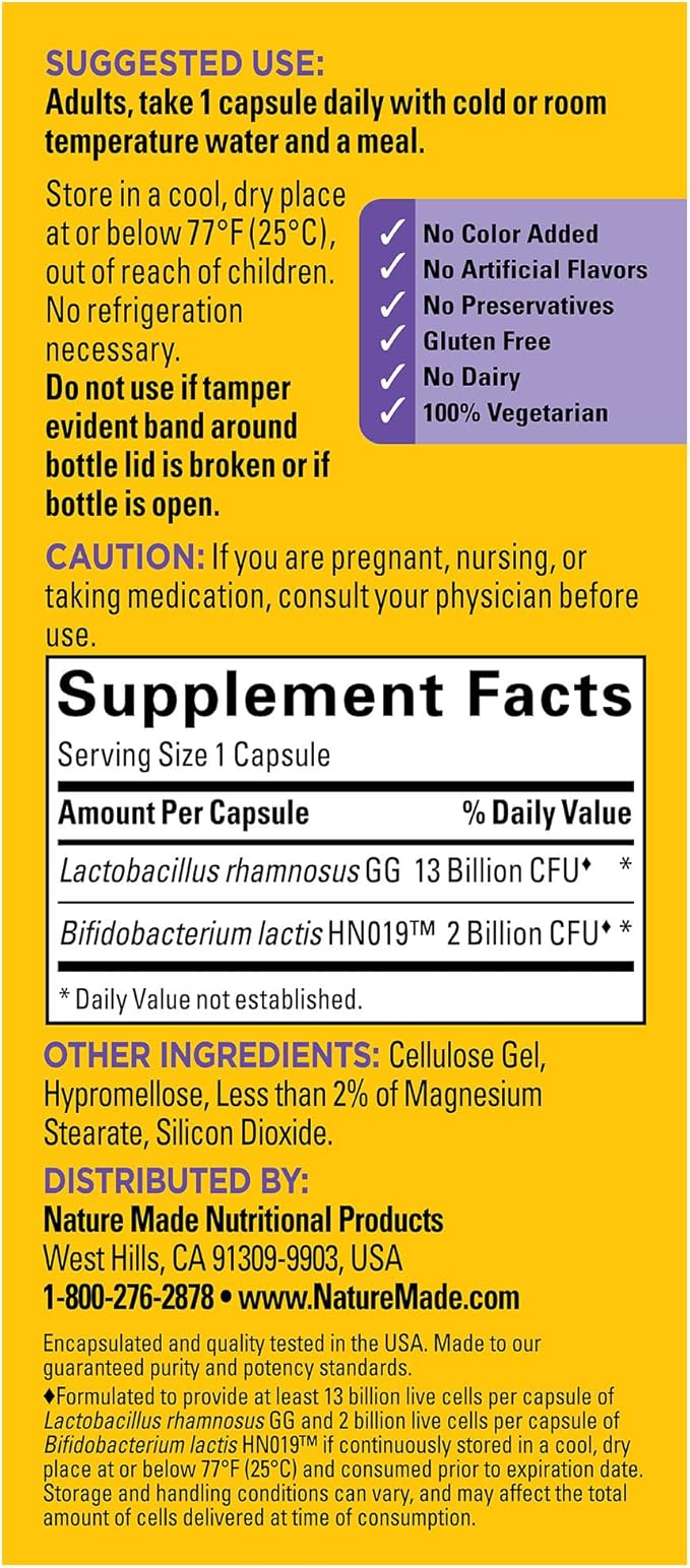 Nature Made Probiotics for Digestive Health Extra Strength 15 Billion CFU from Live CulturesProbiotics for Women and Men30 Probiotic Capsules30 Day Supply(Pack of 2)
