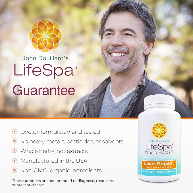 LifeSpa Whole Herbs Liver Repair | Liver Detox | Liver Cleanse and Repair | Health Supplements for Liver Health | Supports Liver and Gallbladder Detox | 90 Capsules | 475mg