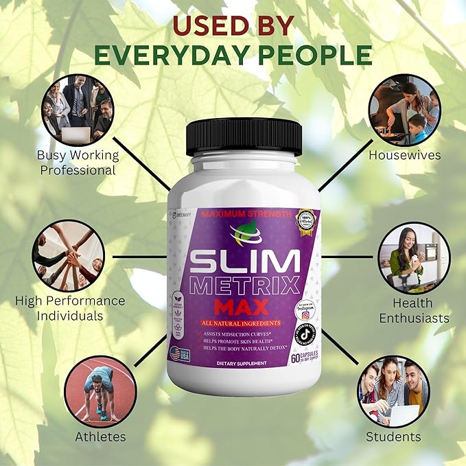 Slim Metrix Maximum Strength Dietary Supplement 60 Capsules Natural Ingredients for Midsection Support Skin Health Detox Vegan Gluten Free Non-GMO (5)