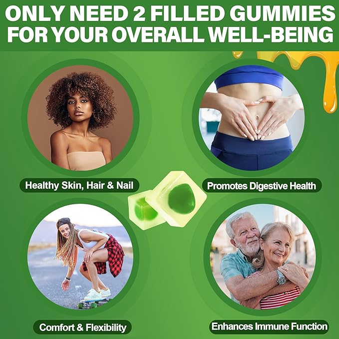 Black Seed Oil Gummies for Adults &amp Kids 9+ Chlorophyll &amp Sea Moss Supplement Biotin with Hydrolyzed Collagen for Skin Hair &amp Nails Vit E C Zinc for Immune Overall Health Organic C