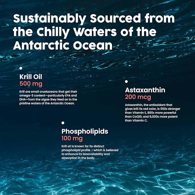 NativePath Antarctic Krill Oil - Wild-Caught Omega 3 Krill Oil 500mg Softgels with EPA DHA and Astaxanthin - Supplement for Joint Heart Brain and Immunity - 60 ct - No Fishy Aftertaste