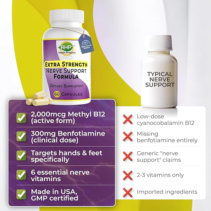 RHP Extra Strength Nerve Support Formula for Nerve Repair and Regeneration. 60 Capsules