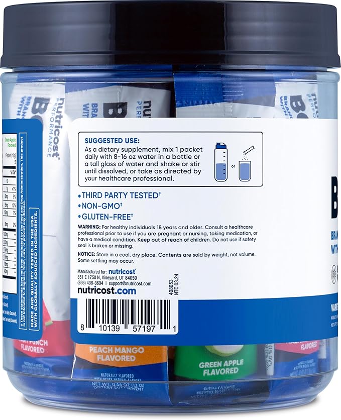 Nutricost BCAA+ Hydration Variety Pack (20 Stickpacks) - Branched Chain Amino Acids with Hydration Complex - Gluten-Free Non-GMO