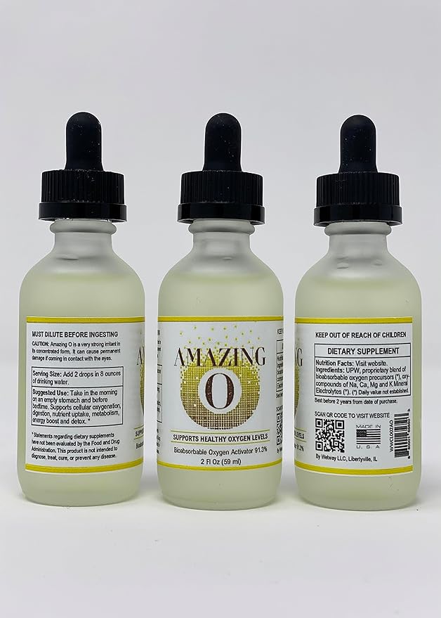 Amazing-O Oxygenating Nutritional Supplement from Stabilized Liquid Ozone Oxygen Ions and Electrolytes. Amazing-O Improves Nutrient Absorption and Boosts Energy. Concentrated [2 Oz].