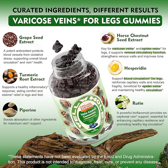 Well&ampWhole Grass Fed Beef Liver Dessicated Beef Liver Supplement for Energy Horse Chestnut Extract Gummies Circulation Supplements for Legs Vein* Support Gummies
