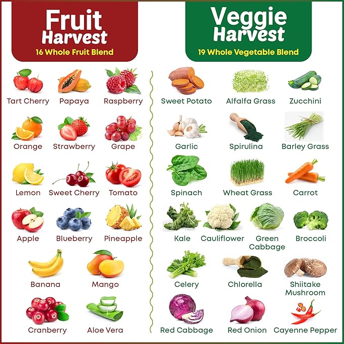 Fruits and Vegetables Supplements – 2 Pack Combination Fruit &amp Veggies Supplement – Whole Food Vitamins &amp Minerals for Adults – Superfood Veggie Vitamins for Adults (180 x 2 360 Ct)
