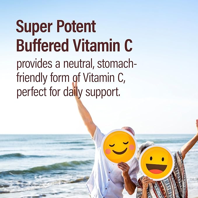 NANOWELL Super Potent Buffered Vitamin C 1000 mg with Bioflavonoid Complex - Antioxidant &amp Immune Support - Healthy Skin &amp Joints - Gluten Free - 180 Servings