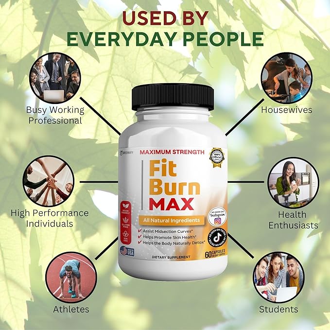 Fit Burn Max Natural Supplement 60 Capsules Vegan Gluten Free Non-GMO (3)
