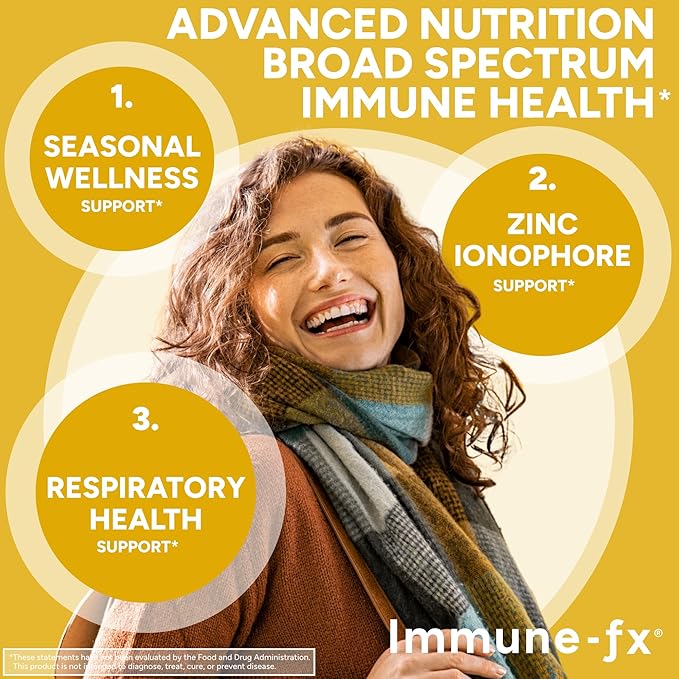 PPO Lab® Immune-fx™ Advanced Zinc Ionophore One-A-Day Immune Support Supplement with Zinc Bisglycinate Quercetin Vitamin C D3 K2 for Respiratory Heart Histamine Antioxidant Health 60 Capsules