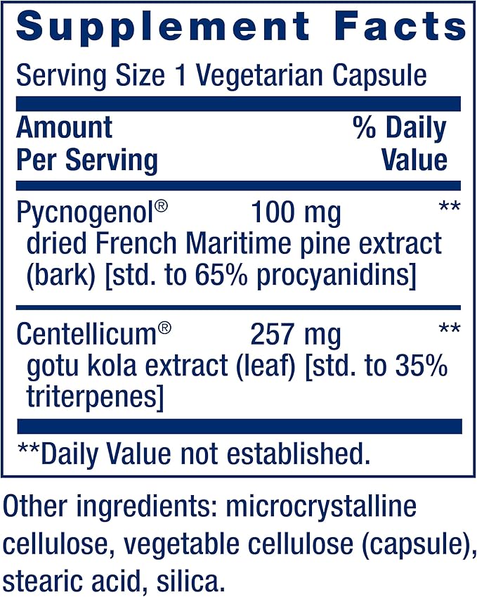 Life Extension Pycnogenol French Maritime Pine Bark &amp Gotu Kola Arterial Health Supplements - 60 &amp 30 Vegetarian Capsules
