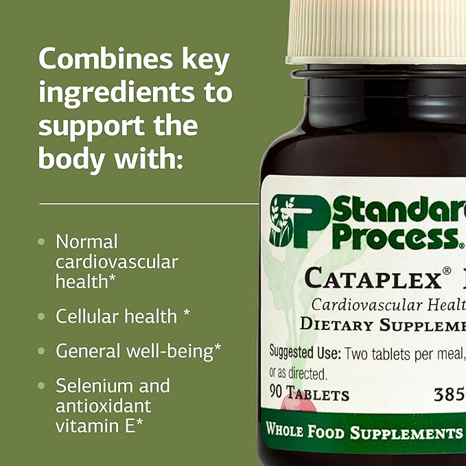 Standard Process Cataplex E2 - Vitamin E &amp Selenium Supplement for Cardiovascular &amp Cellular Health - Antioxidant Support for Heart Health - Non-Dairy &amp Non-Soy - 90 Tablets