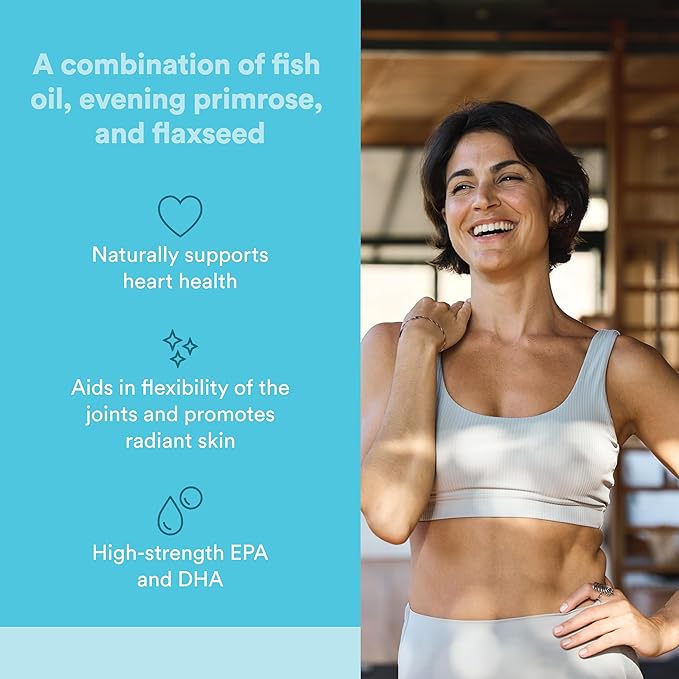 WomenSense by Natural Factors RxOmega-3 Fish Oil Supports a Healthy Heart and Joints with Primrose Oil Omega-3 DHA and EPA Gluten Free 120 softgels (60 servings)