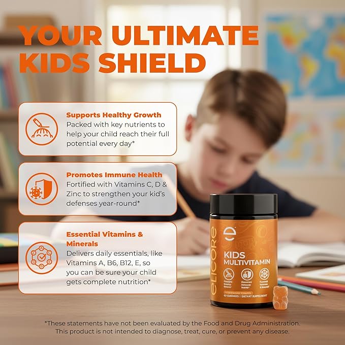 Premium Kids Multivitamin Gummies – 12 in 1 Kids Gummy Vitamins – Growth Chewable Multivitamin for Toddlers and Teens – Immune Brain &amp Focus Support – GMO-Free Gluten-Free – 2 Months Supply