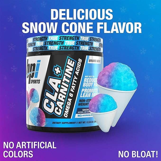 BPI Sports CLA + Carnitine – Conjugated Linoleic Acid – Weight Loss Formula – Metabolism Performance Lean Muscle – Caffeine Free – For Men &amp Women – Snow Cone – 50 servings – 12.34 oz.