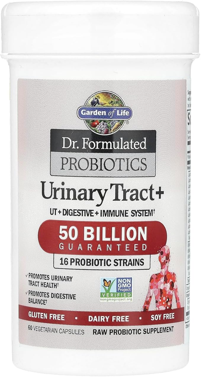 Garden of Life Dr. Formulated Probiotics Urinary Tract+ - 50 Billion CFU - Supports Digestive Immune &amp Urinary Tract Health - Shelf Stable - 60 Vegetarian Capsules