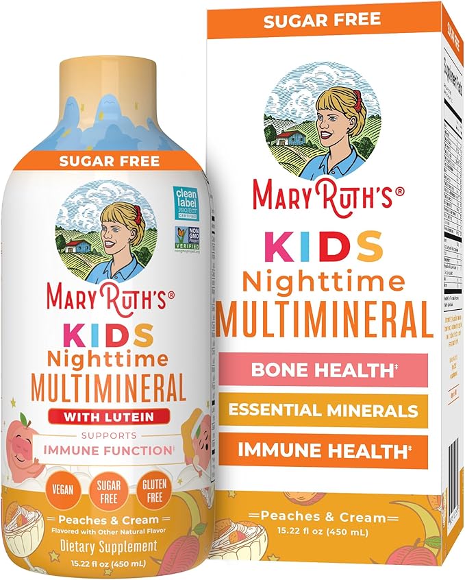 Kids Liquid Nighttime Multimineral by MaryRuth's | Bone Health | Immune Function | Bedtime Supplement | Kids Vitamins | Magnesium | Vegan | Sugar Free | 30-180 Servings | 15.22 fl oz