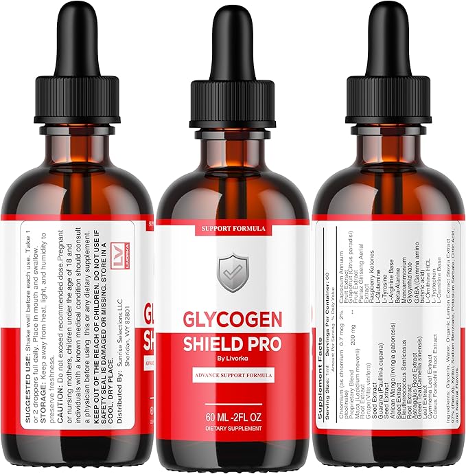 (3 Pack) Glycogen Shield Pro - Glycogen Shield Pro Drops GlycogenShield Pro Drops GlycogenShield Pro Support Glycogen Shield Pro Support Glycogen Shield Pro Supplement 3 Bottles for 90 Days