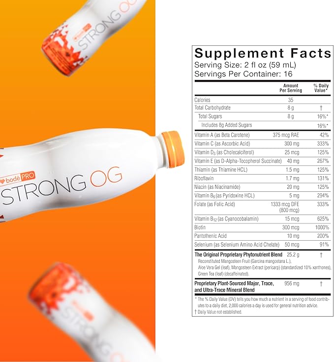 BodePRO Strong OG | Liquid Antioxidant | Magnesium Iron Zinc | Immune Booster | Vitamin C B12 D3 B6 A and E | Vitamins and Minerals | 32fl.oz.