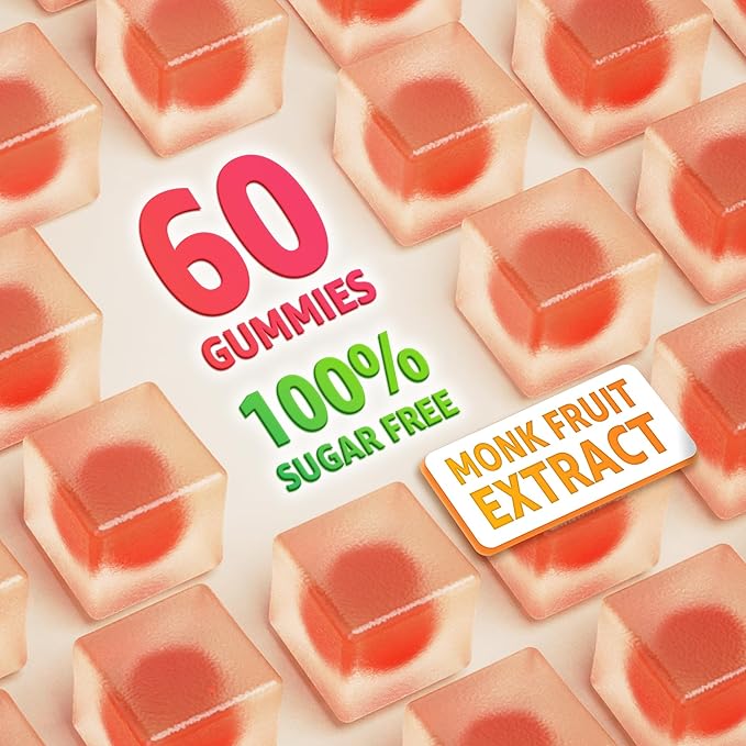 Organic Vitamin C Gummies 120mg for Adults Sugar Free Daily Immune Defense Raw Antioxidant 100% Whole Food Chewable Vitamin C Supplement from 1200mg Berries &amp Fruits for Collagen Vegan 60 Co