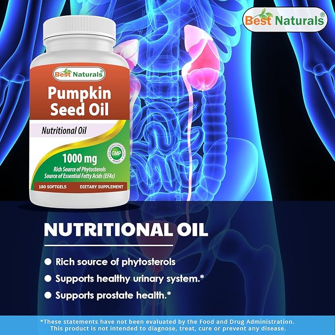 Best Naturals Pumpkin Seed Oil 1000 mg &amp Vitamin B1 as Thiamine Mononitrate 100 mg