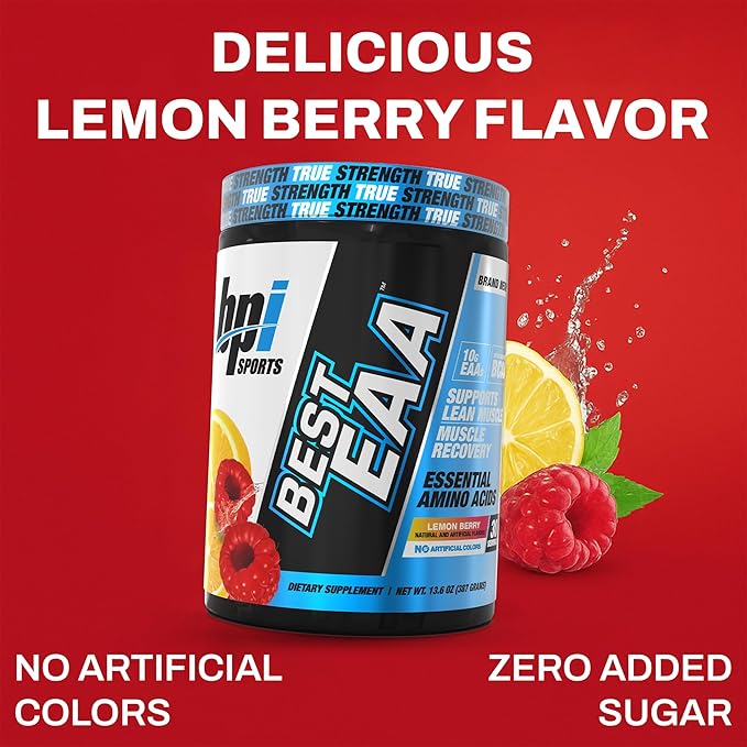 BPI Sports Essential Amino Acids EAA Powder - Pre Intra &amp Post Workout Drink - BCAA Powder for Men &amp Women EAA + BCAA + Hydration Advanced Formula with 10g of EAA. (Lemon Berry)