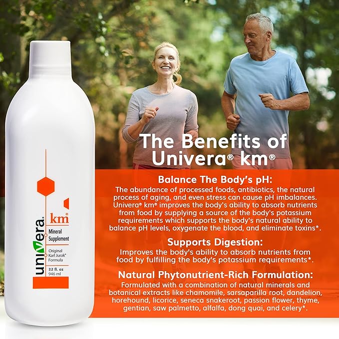 Univera KM Mineral Supplement | Original Karl Jurak Formula | Rich in Potassium &amp Vitamins | Stabilizes pH Balance | Supports Digestion + Nutrient Absorption | Natural Phytonutrients | 60 Day Supp