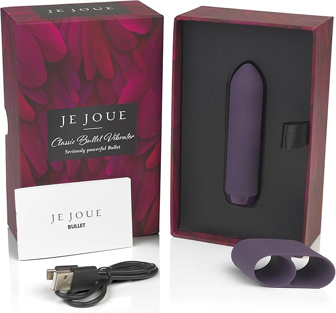 Je Joue Classic Bullet Vibrator with Fingersleeve Powerful Whisper Quiet USB Rechargeable Waterproof 100% Medical Silicone - Purple