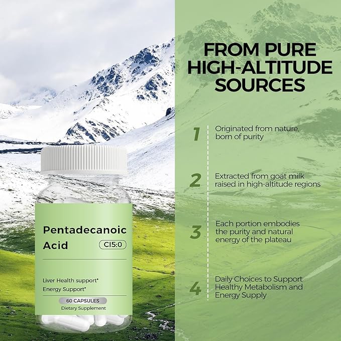 Pentadecanoic Acid C15:0 Supplement Supports Immune Health &amp Mitochondrial Health - 60 Capsules