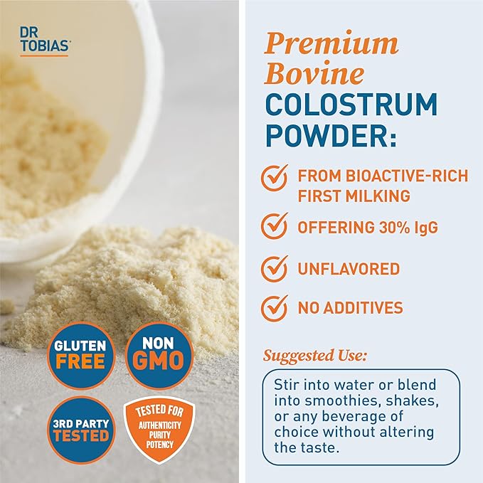 Dr. Tobias Deep Immune Probiotics &amp Prebiotics and Colostrum Powder - Supports Digestive Health Gut Health and Immune Function