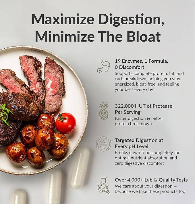 BIOptimizers MassZymes Digestive Enzymes - Probiotic Breakthrough Bundle – Gut Health &amp Bloating Relief – Prebiotic &amp Enzyme Support for Digestion Energy Health &amp Recovery – 180 Vegan Ca