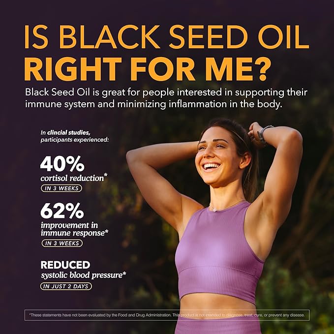Black Seed Oil Capsules Cold-Pressed with Thymoquin Plant-Based Wellness for Digestion Energy &amp Daily Balance Non-GMO Gluten Free 30 Capsules 30 Day Supply