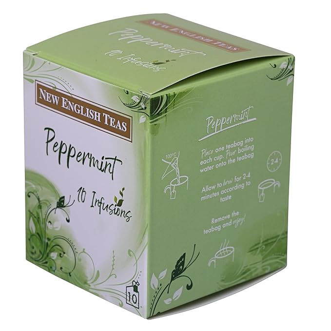 New English Teas Fruit &amp Herbal Tea 120 Teabags 12 Packs of 10 Individually Wrapped Tea Bags Naturally Caffeine Free (Peppermint)