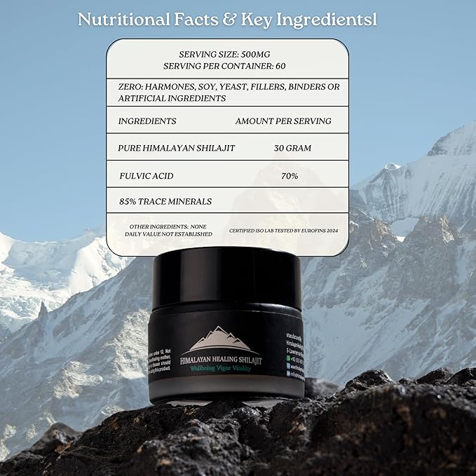 Shilajit Pure Himalayan Organic Shilajit Resin | Natural Shilajit Resin | 100% Shilajit 85+ Trace Minerals for Focus Energy &amp Immunity | 10 Grams