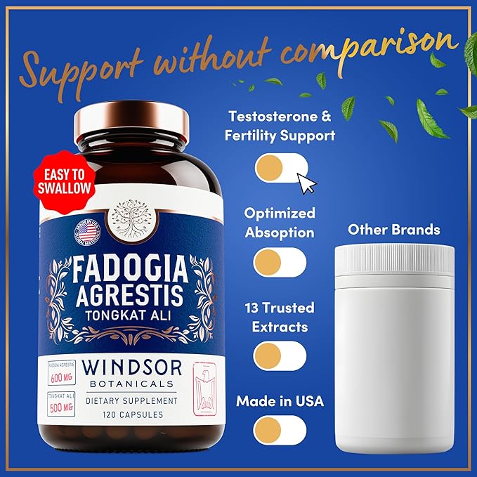 Fadogia Agrestis and Tongkat Ali Supplement - Fadogia Agrestis 600mg 500mg Longjack Tongkat Ali for Men Maca Root Fenugreek Ashwagandha Saw Palmetto to Support Energy Stamina Vitality - 120Caps