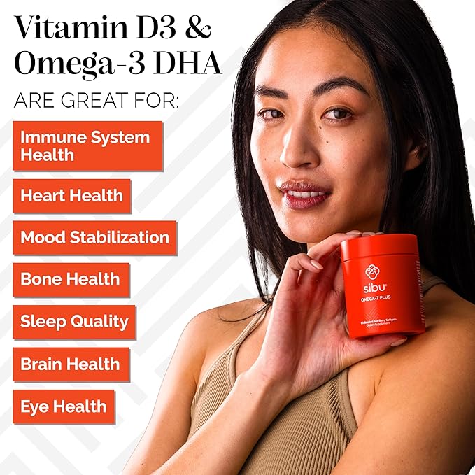 sibu Sea Buckthorn Omega-7 Plus Softgels Starter Kit (30 Day Supply) – Blend of Sea Buckthorn Oil and Plant-Based Vitamin D3 &amp Omega-3 DHA