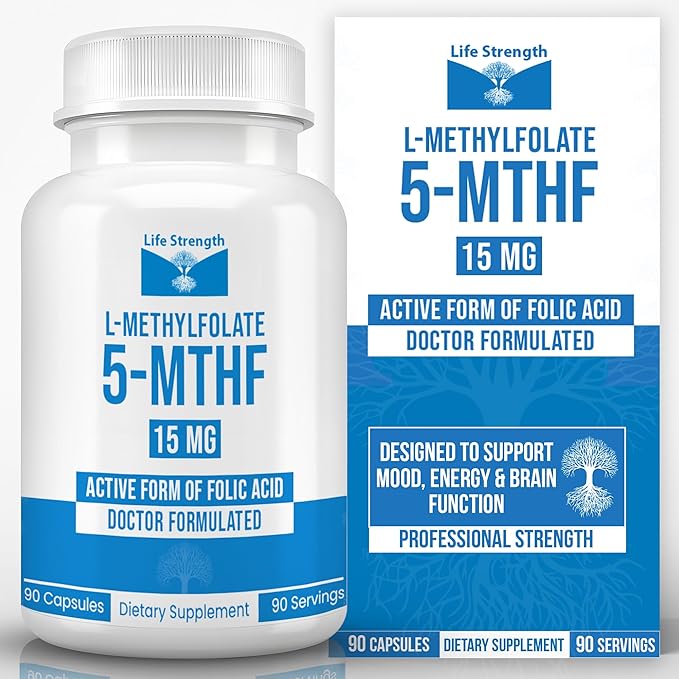 L Methylfolate 15mg | 90 Capsules | Optimized &amp Highly Bioactive Methyl Folate Supplement | 5-MTHF Supports for Energy Focus &amp Mood | Non-GMO Gluten Free Vegan | 3 Month Supply