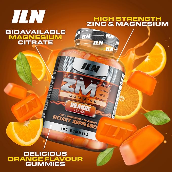 Iron Labs ZM6 Gummies for Men &amp Women - 2 Pack - Zinc Magnesium Gummies (200 Count Orange Flavor Vegan) - Magnesium Citrate and Zinc Citrate Supplements with Vitamin B6 and D3