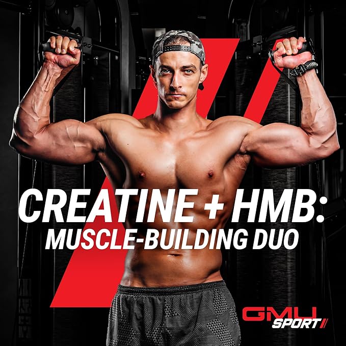 GMU SPORT Creatine HMB Powder – 45 Servings – 5g Creatine Monohydrate + 3g HMB + Piperine – Muscle Growth Strength &amp Recovery | Strawberry Lemonade Drink Mix for Men &amp Women
