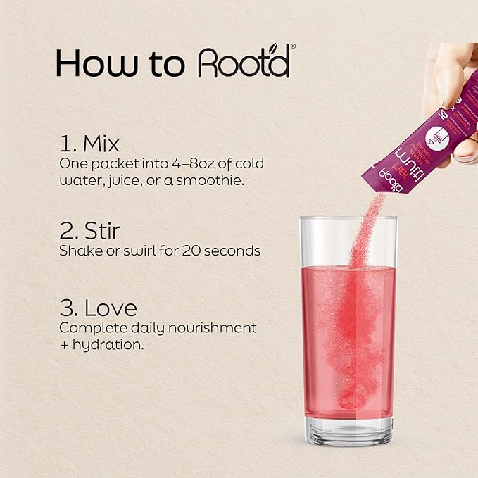 Root'd Multivitamin Powder for Women - 25 Vitamins &amp Minerals with 3X Electrolytes 9 Organic Superfoods Probiotics &amp Enzymes Sugar-Free Multivitamin &amp Hydration | 24 Vitamin Drink Mix P