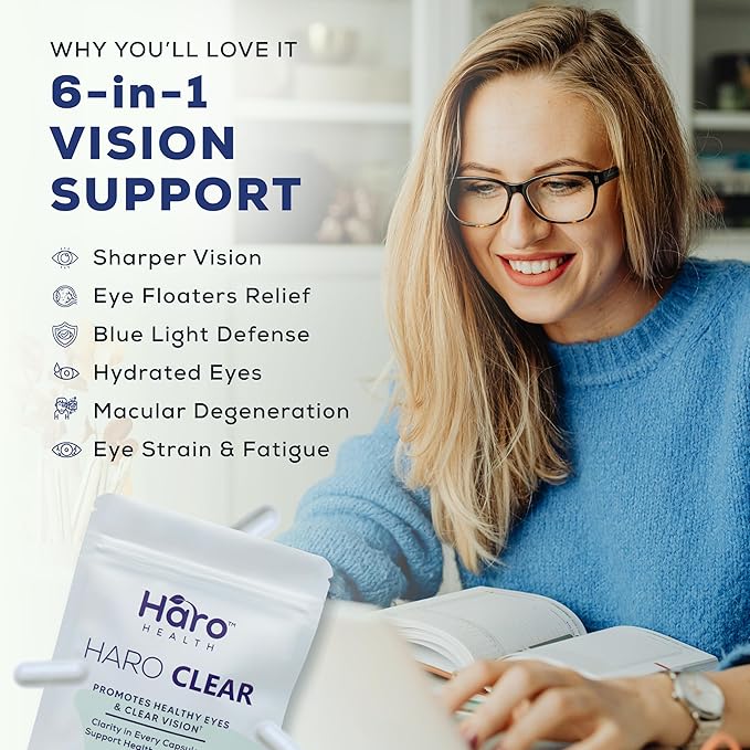 Haro Clear Eye Vitamins with Lutein and Zeaxanthin - Refill Pouch - 90 Capsules - 45 Day Supply
