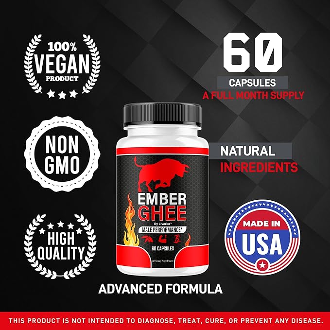 (2 Pack) Ember Ghee Pills for Men - Official Ember Ghee Supplement Suppport Capsules Premium All Natural EmberGhee Maximum Strenght Multivitamin Pills Advanced Formula 120 Capsules for 2 Months